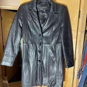 Jones New York Vintage Black Three-Quarter Leather Jacket